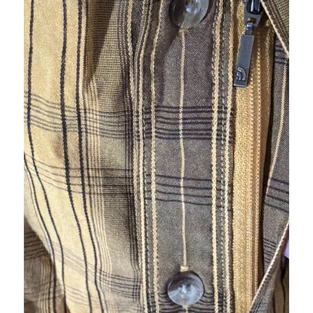 The North Face Mens Large Mustard Brown Plaid Short Sleeve Button Up Shirt